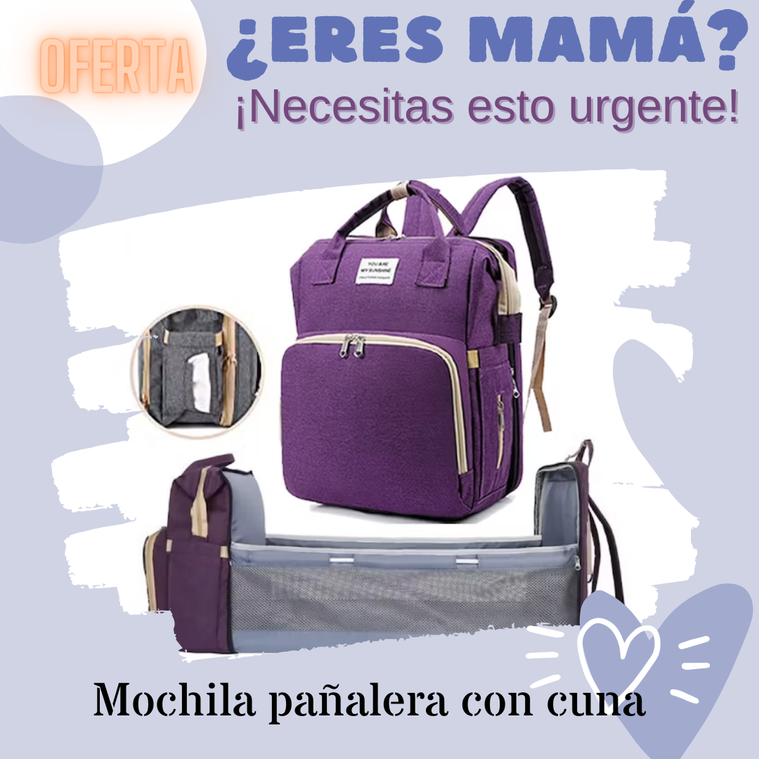 Mochila Pañalera Con cuna Espacioso Impermeable