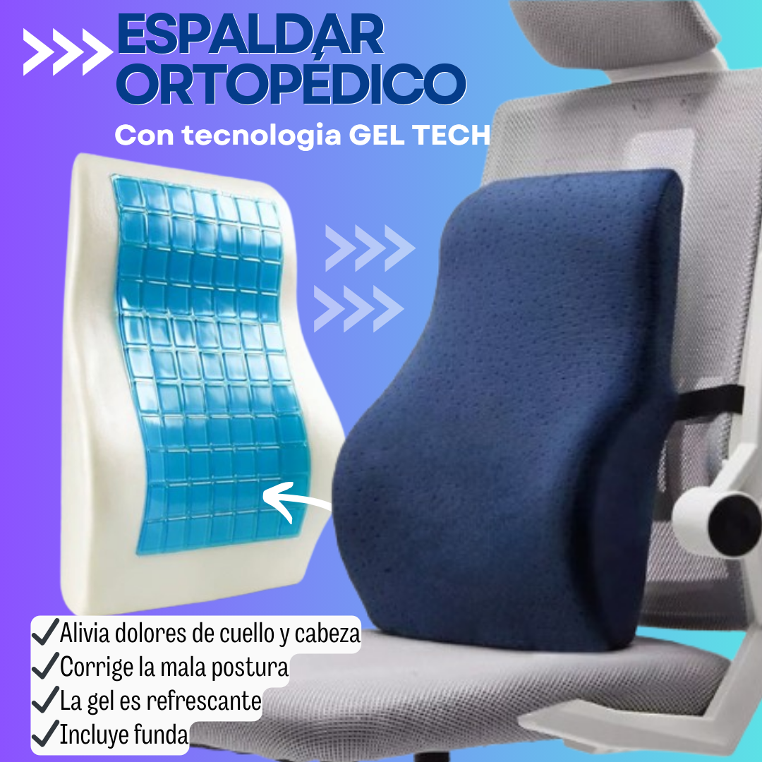 Cojin Respaldar Lumbar Con Gel Ortopédico Viscoelastico FUNDA LISO