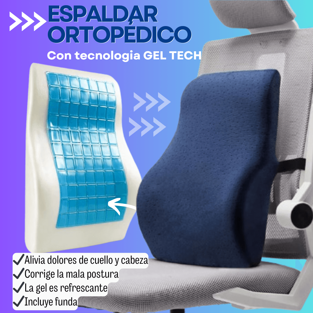 Cojin Respaldar Lumbar Con Gel Ortopédico Viscoelastico FUNDA LISO