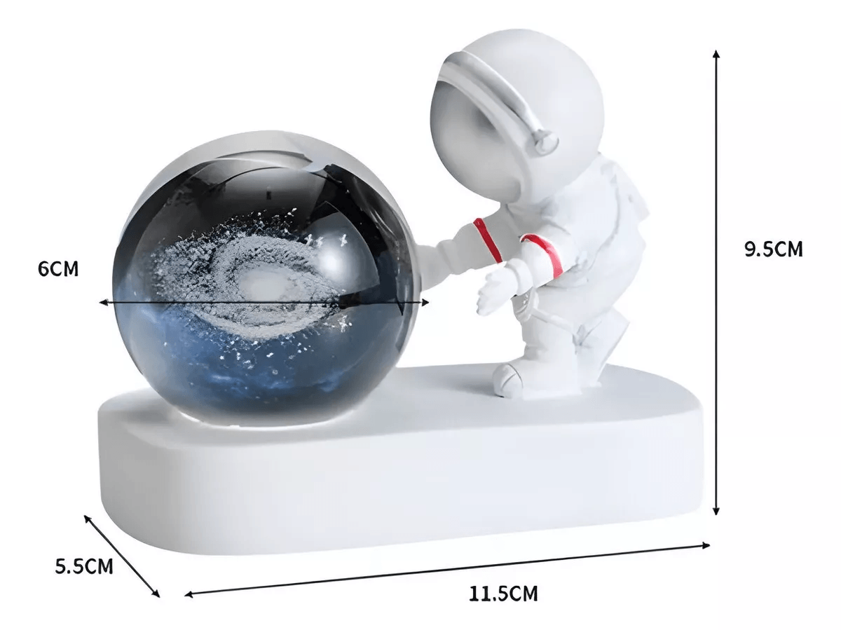 Lampara De Noche Led Galaxia Bola De Cristal Astronauta