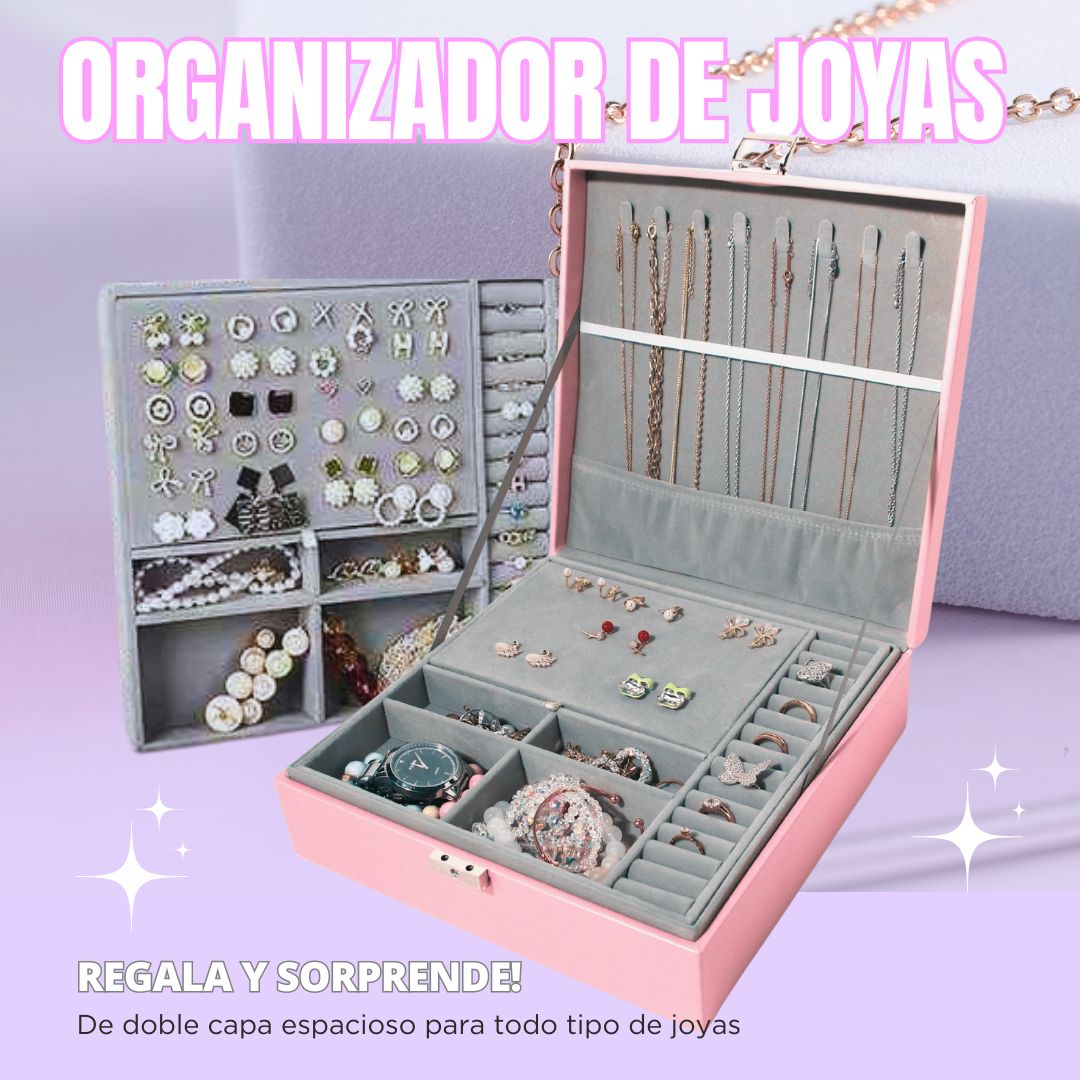 Joyero Premium de mujer grande de 2 capas con llave