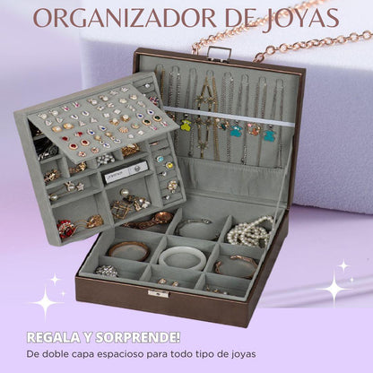 Joyero Premium de mujer grande de 2 capas con llave