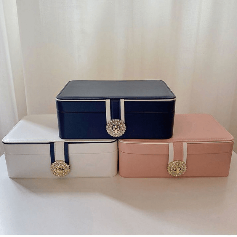 Joyero Organizador de joyas Premium 2 Capas  con broche - compralo-peru