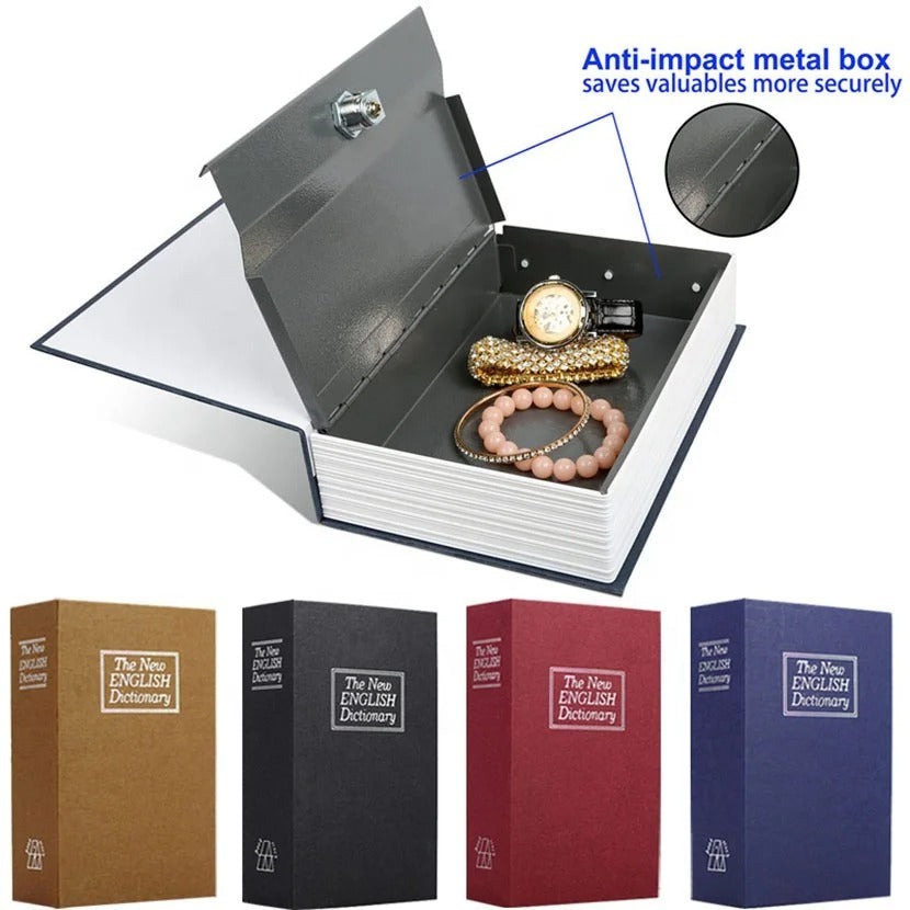 CAJA FUERTE MODELO LIBRO CON LLAVE PARA JOYAS Y DINERO