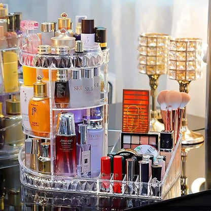 Organizador Giratorio De Maquillaje Cosmético Acrílico 2en1