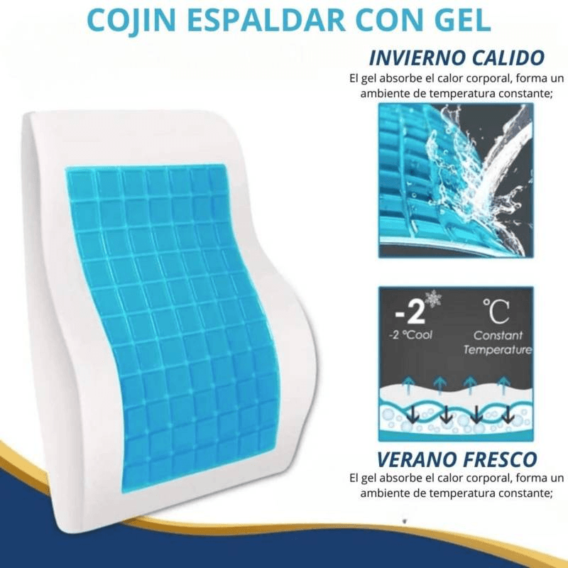 Cojin Respaldar Lumbar Con Gel Ortopédico Viscoelastico FUNDA LISO