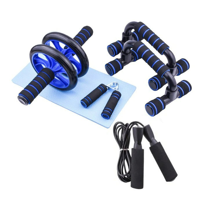 Set deportivo (Incluye: soga, rueda para abdominales, mancuernas para planchas, ejercitador de manos) - compralo-peru